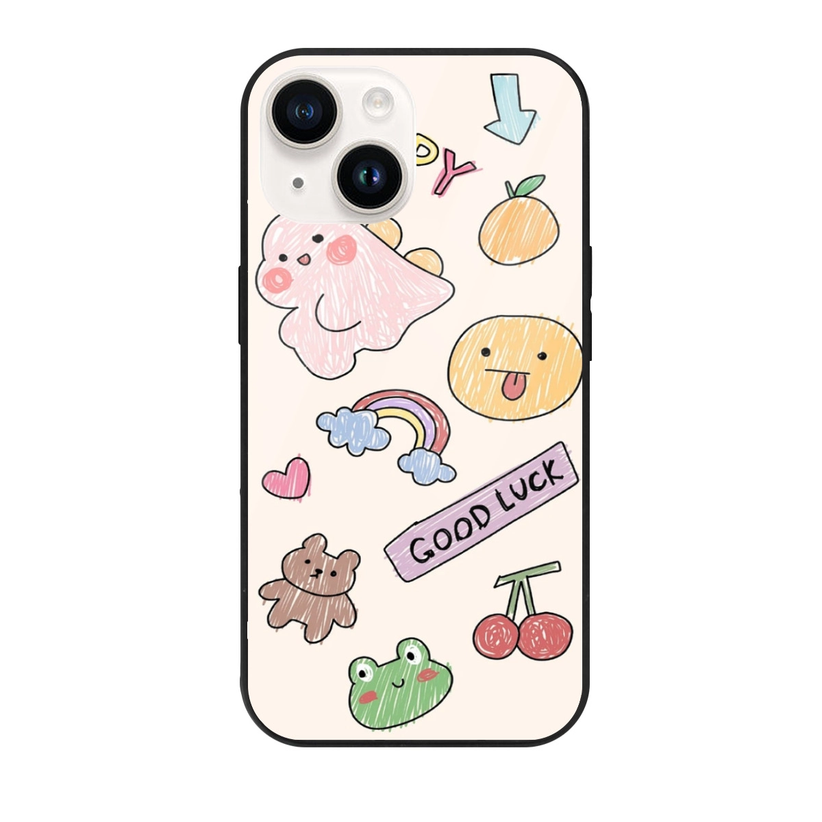 Charming Doodles Mirror Case for iPhone 13 Mini: Good Luck Charms / Vibrant Sketch Design