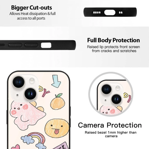 Charming Doodles Mirror Case for iPhone 13 Mini: Good Luck Charms / Vibrant Sketch Design