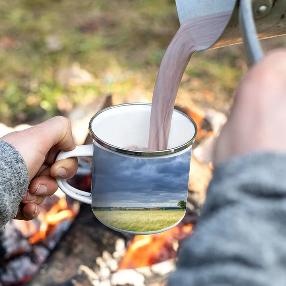 Custom Enamel Mug - Personalized Retro-Style Campfire Cup for Coffee / Tea