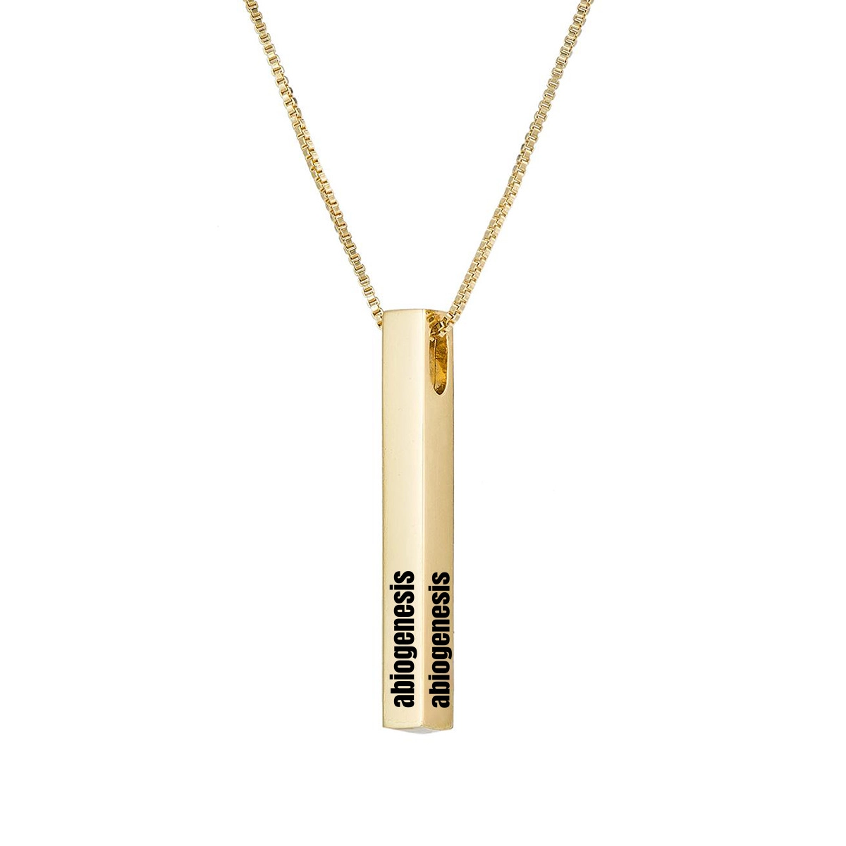 Personalized 3D Vertical Bar Necklace – Custom Engraved, Silver Pendant for Unique Fashion Accessory