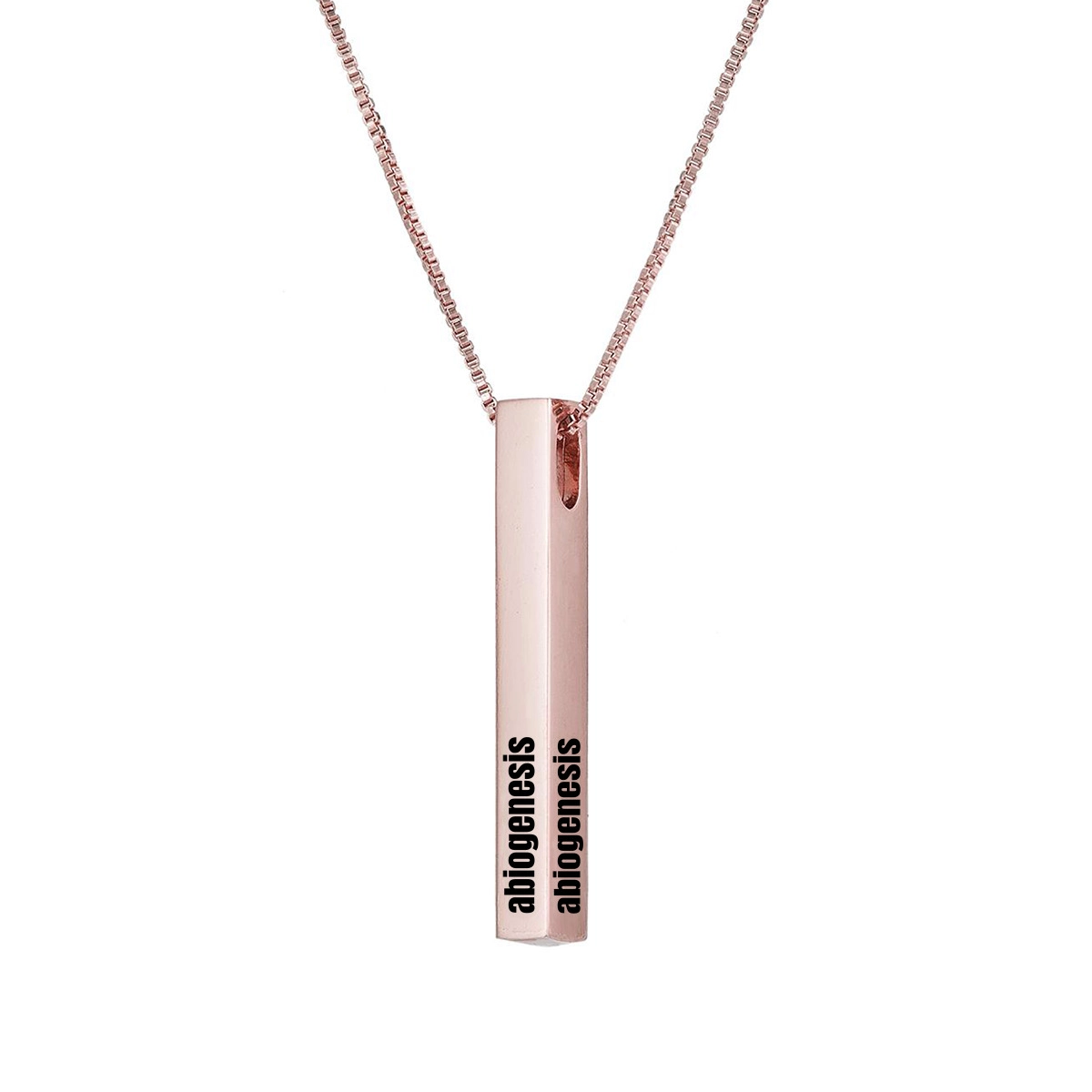 Personalized 3D Vertical Bar Necklace – Custom Engraved, Silver Pendant for Unique Fashion Accessory