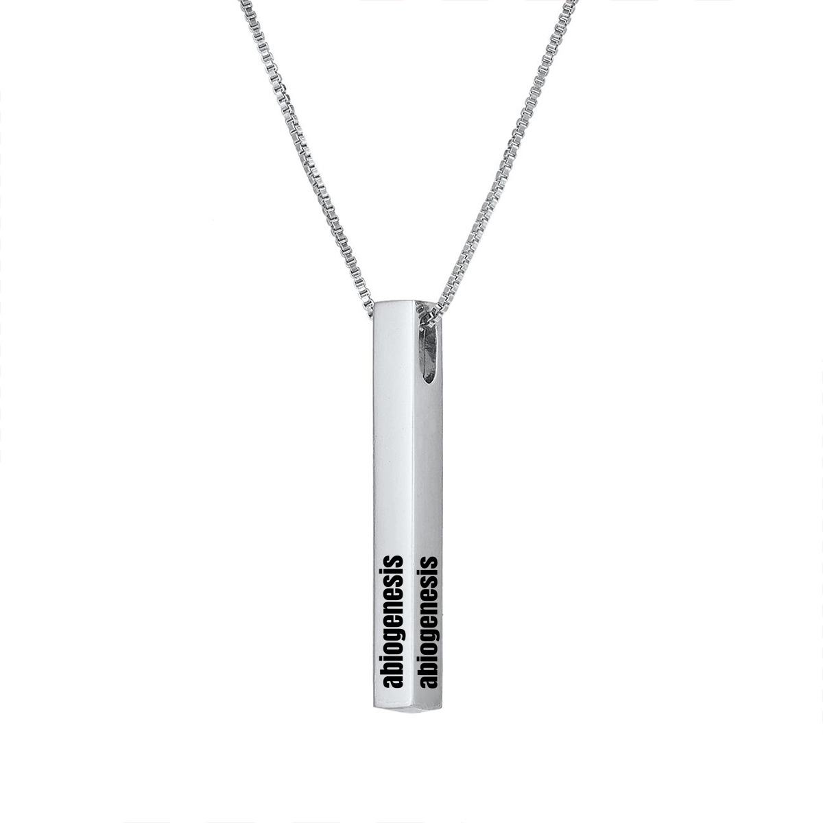 Personalized 3D Vertical Bar Necklace – Custom Engraved, Silver Pendant for Unique Fashion Accessory