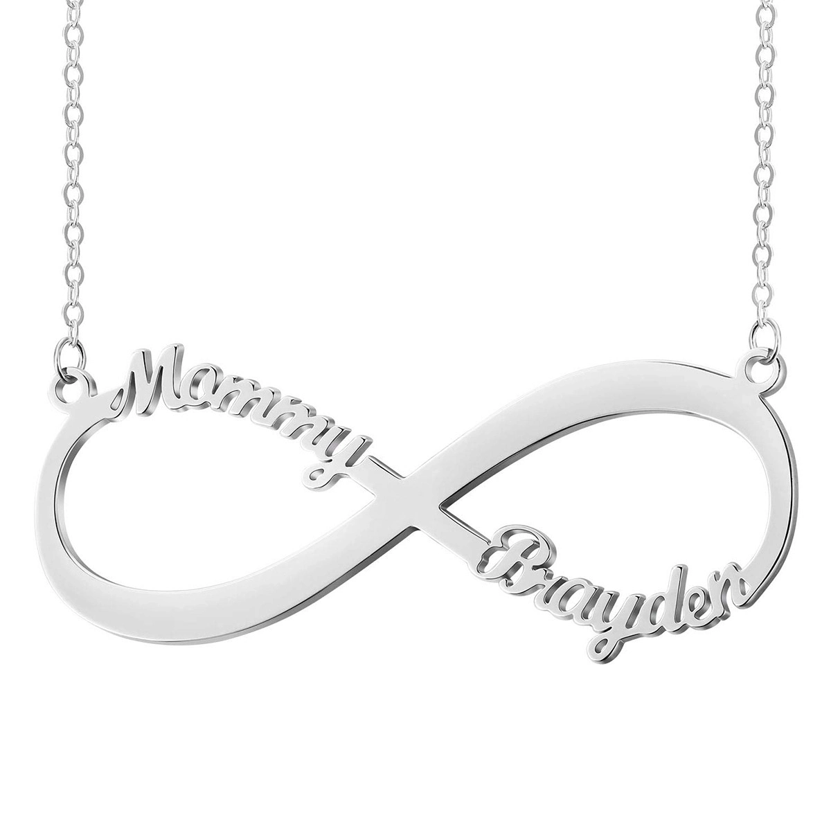 Personalized Infinity Name Necklace, Elegant Silver Pendant – Unique Gift Idea