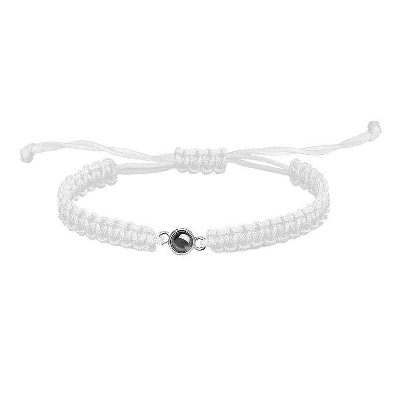 Custom Engraved Bracelet with Personalized Photo Projection, Hand-Woven Adjustable Cord Charm, Unique Memory Keepsake Jewelry for Women and Men