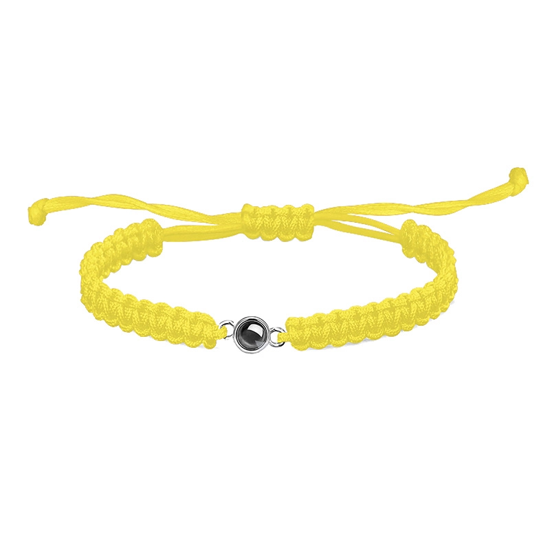 Custom Engraved Bracelet with Personalized Photo Projection, Hand-Woven Adjustable Cord Charm, Unique Memory Keepsake Jewelry for Women and Men