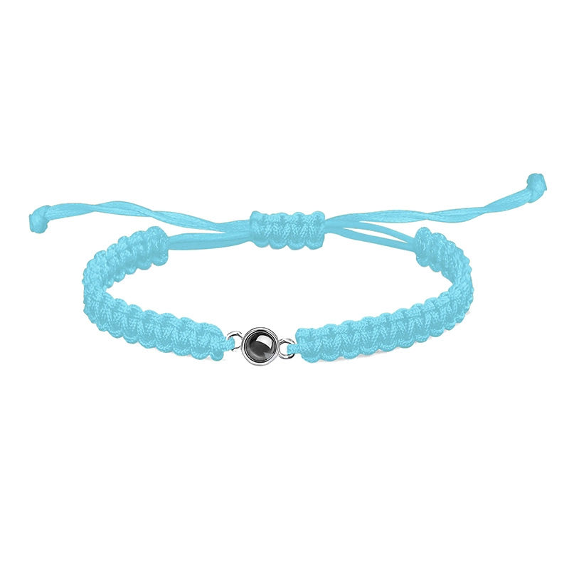 Custom Engraved Bracelet with Personalized Photo Projection, Hand-Woven Adjustable Cord Charm, Unique Memory Keepsake Jewelry for Women and Men