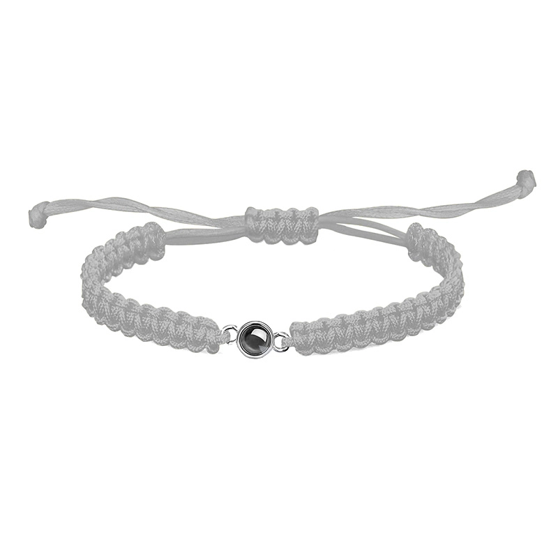 Custom Engraved Bracelet with Personalized Photo Projection, Hand-Woven Adjustable Cord Charm, Unique Memory Keepsake Jewelry for Women and Men