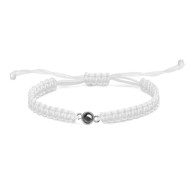 Custom Engraved Bracelet with Personalized Photo Projection, Hand-Woven Adjustable Cord Charm, Unique Memory Keepsake Jewelry for Women and Men