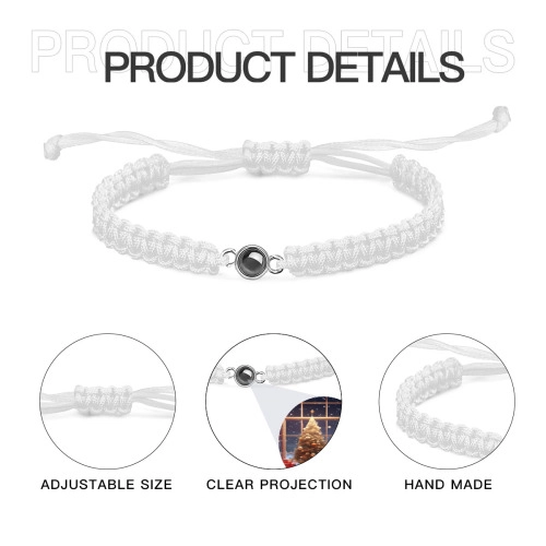 Custom Engraved Bracelet with Personalized Photo Projection, Hand-Woven Adjustable Cord Charm, Unique Memory Keepsake Jewelry for Women and Men