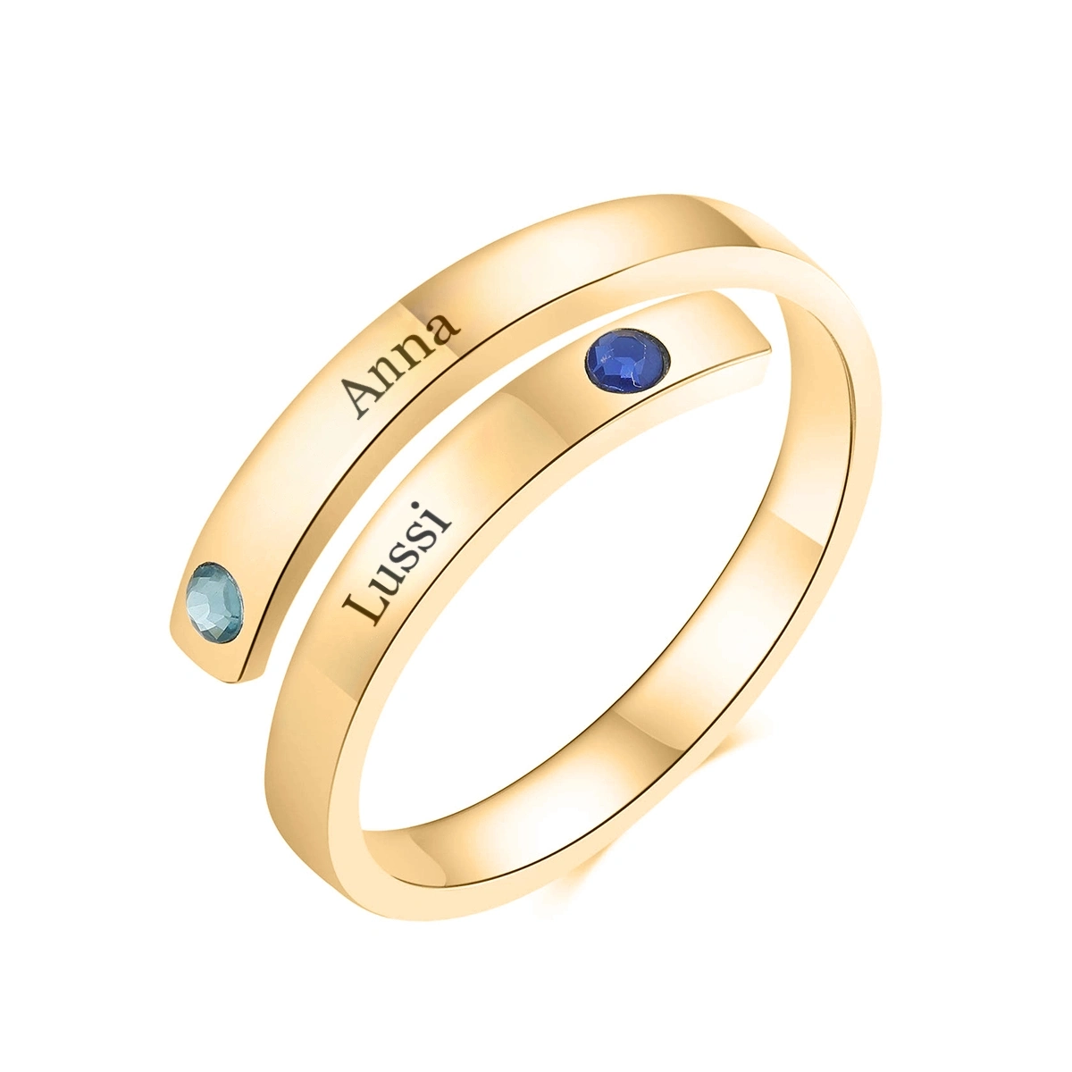 Customizable Birthstone Twist Ring - Personalized Engraved Band with Gem Accents for Unique Jewelry Gifts