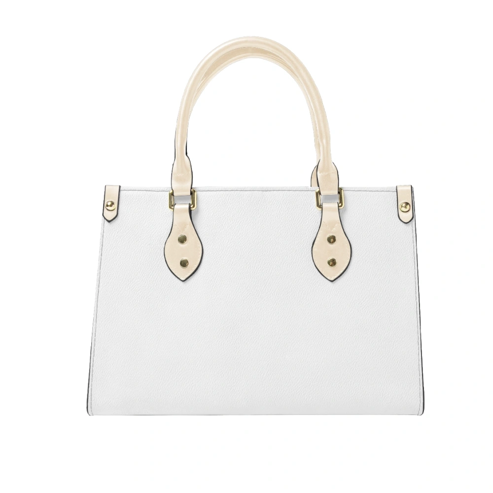 Elegant Designer Leather Tote Bag for Women, Chic Two-Tone Handbag with Personalized Detailing, Durable Everyday Luxury Carryall