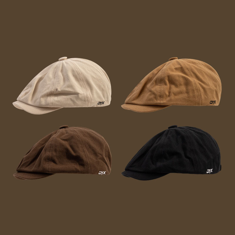 Vintage Newsboy Cap – Japanese Style Dome Embroidered Beret for Men and Women