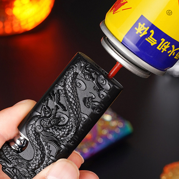 Dragon King Windproof Double Flame Lighter - Refillable Butane Alloy Body, Modern Design Gift