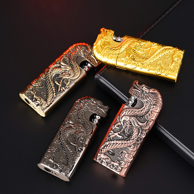 Dragon King Windproof Double Flame Lighter - Refillable Butane Alloy Body, Modern Design Gift